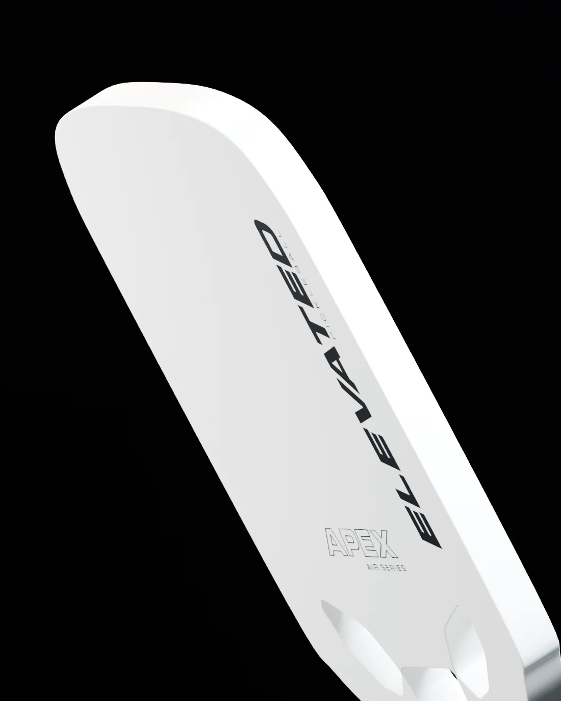 White paddle — sculpted edge close-up